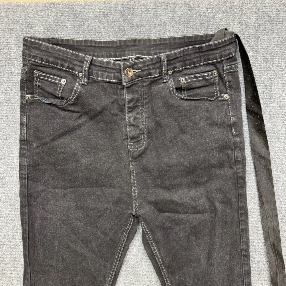 Rick Owens DRKSHDW Detroit Cut black buttonfly jeans men's size 32x31 distressed - Picture 3 of 14